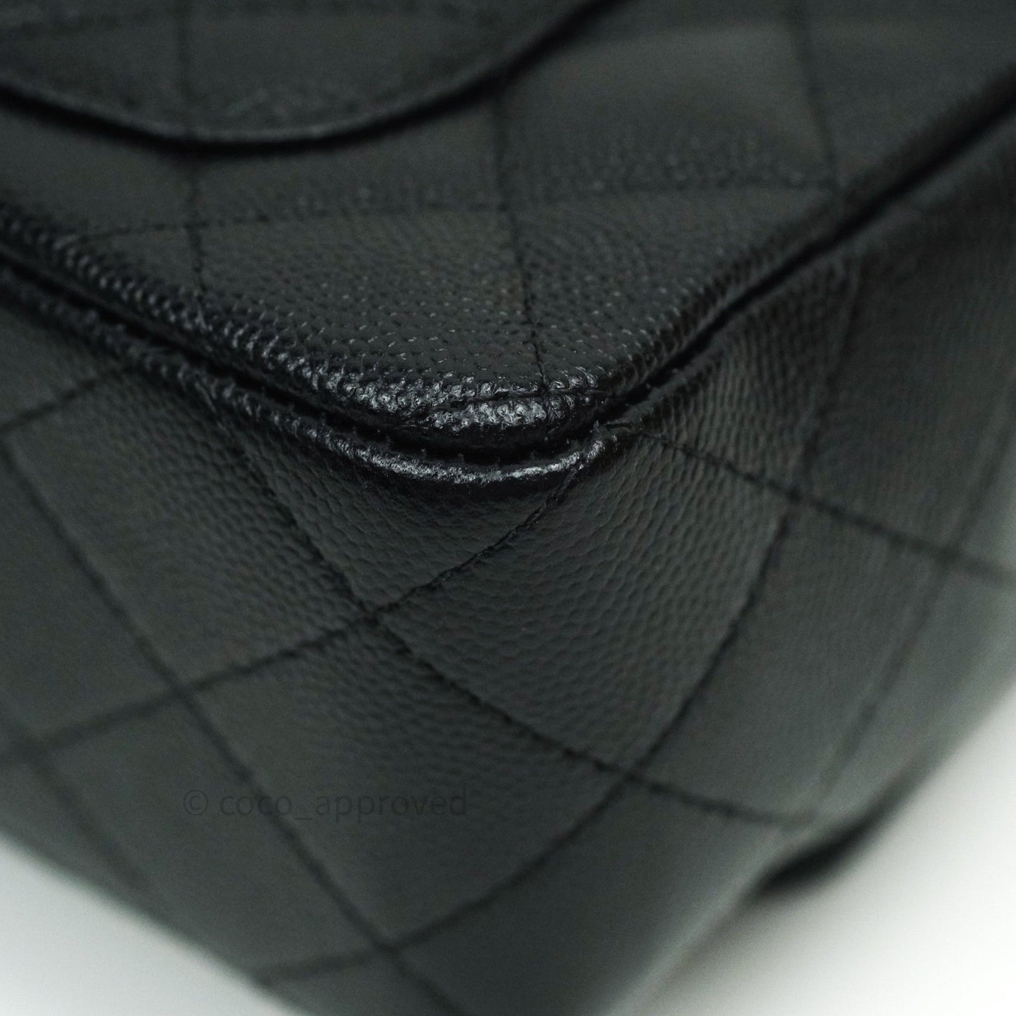 Chanel Quilted Mini Rectangular Black Caviar Gold Hardware 18B