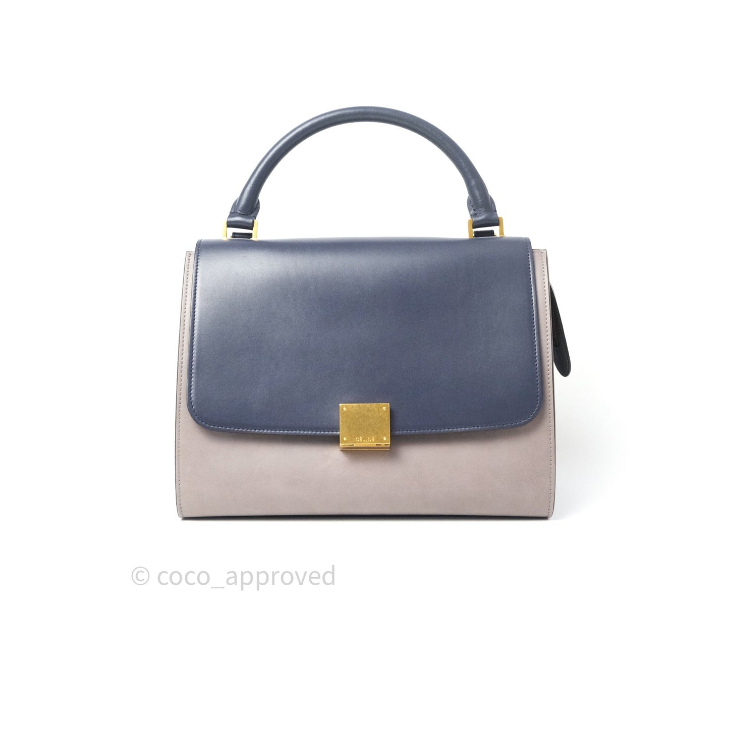 Celine Sleek Calfskin Small Tri-Color Trapeze Dark Blue