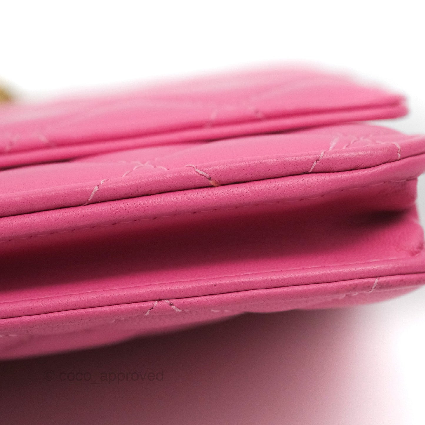 Chanel Quilted Pearl Crush Wallet on Chain WOC Pink Lambskin Aged Gold Hardware