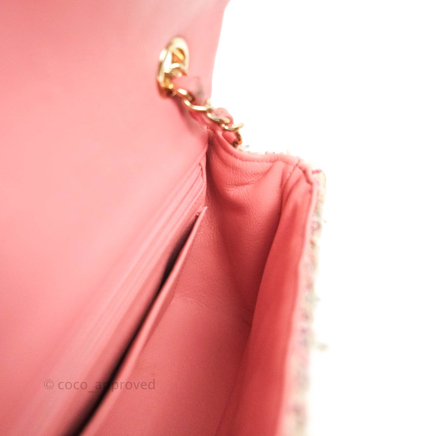Chanel Quilted Mini Rectangular Pink Tweed Gold Hardware