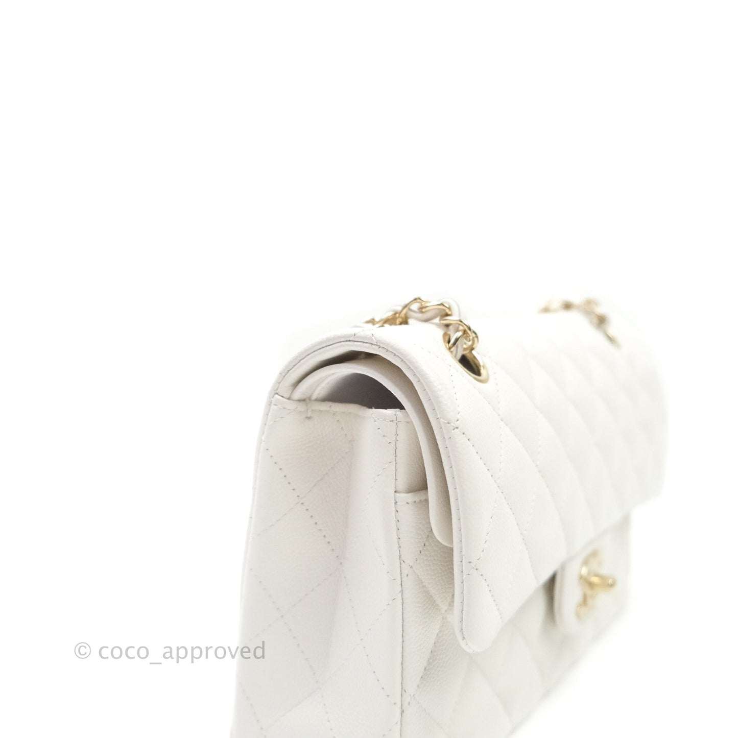 Chanel Classic Small S/M Flap Ivory White Caviar Gold Hardware