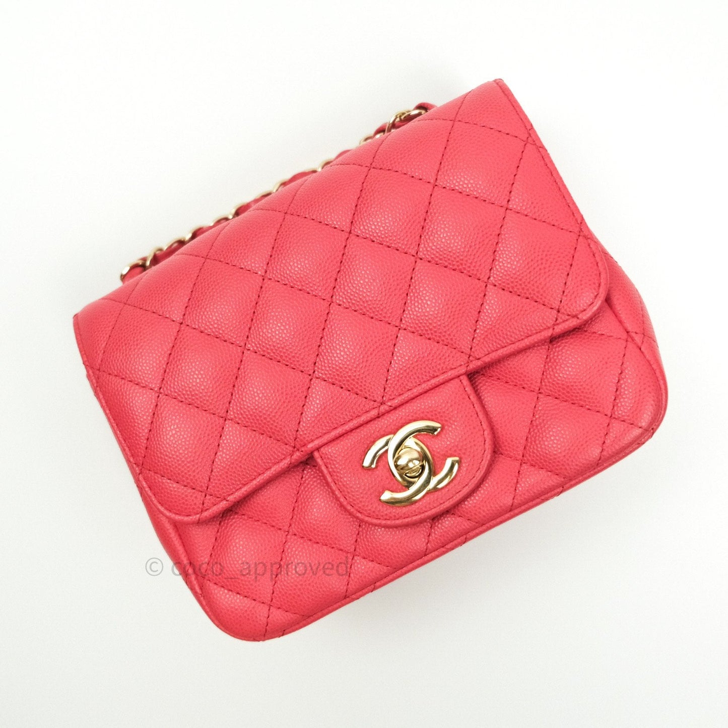 Chanel Mini Square Pink Caviar Gold Hardware 17C