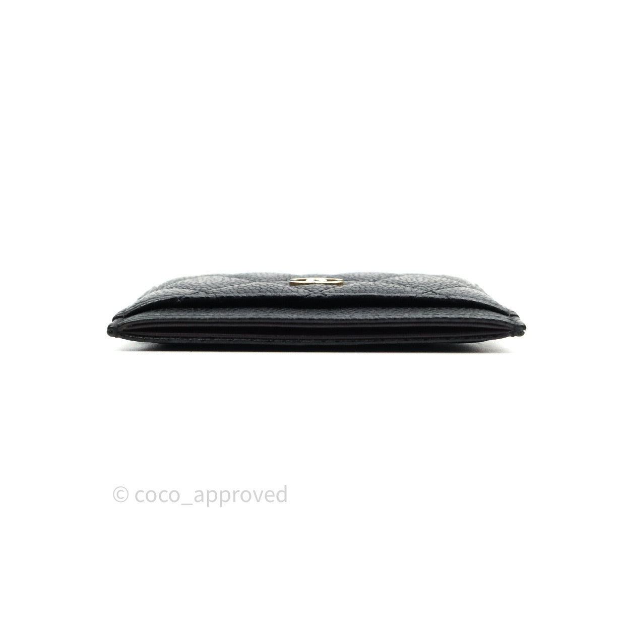 Chanel Quilted Classic Black Caviar Gold Hardware Flat Card Holder