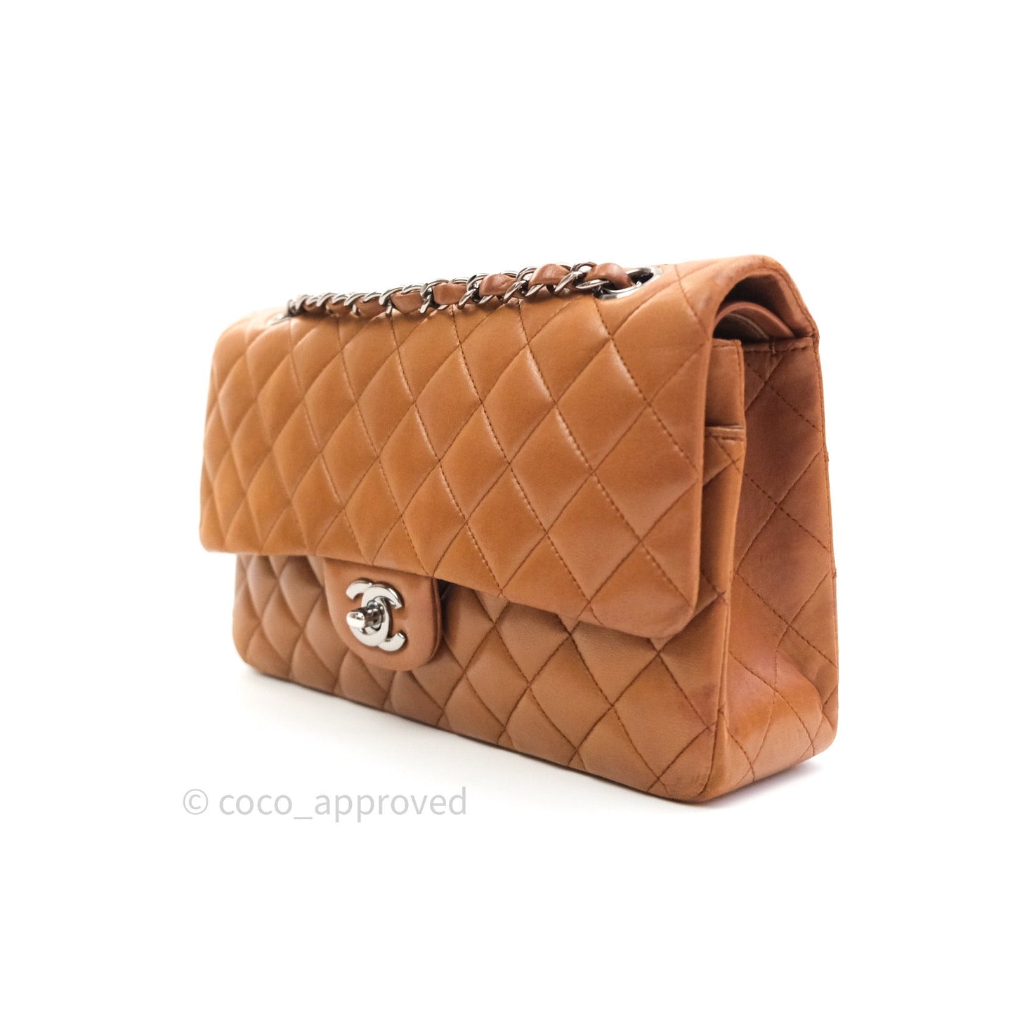 Chanel Classic M/L Brown Lambskin Silver Hardware