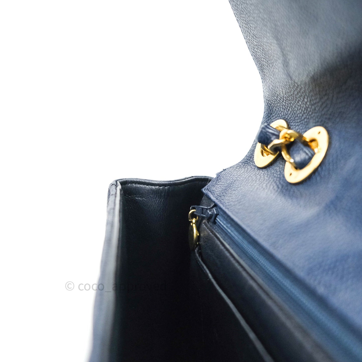 Chanel Vintage XL Jumbo Single Flap Navy Caviar 24K Gold Hardware
