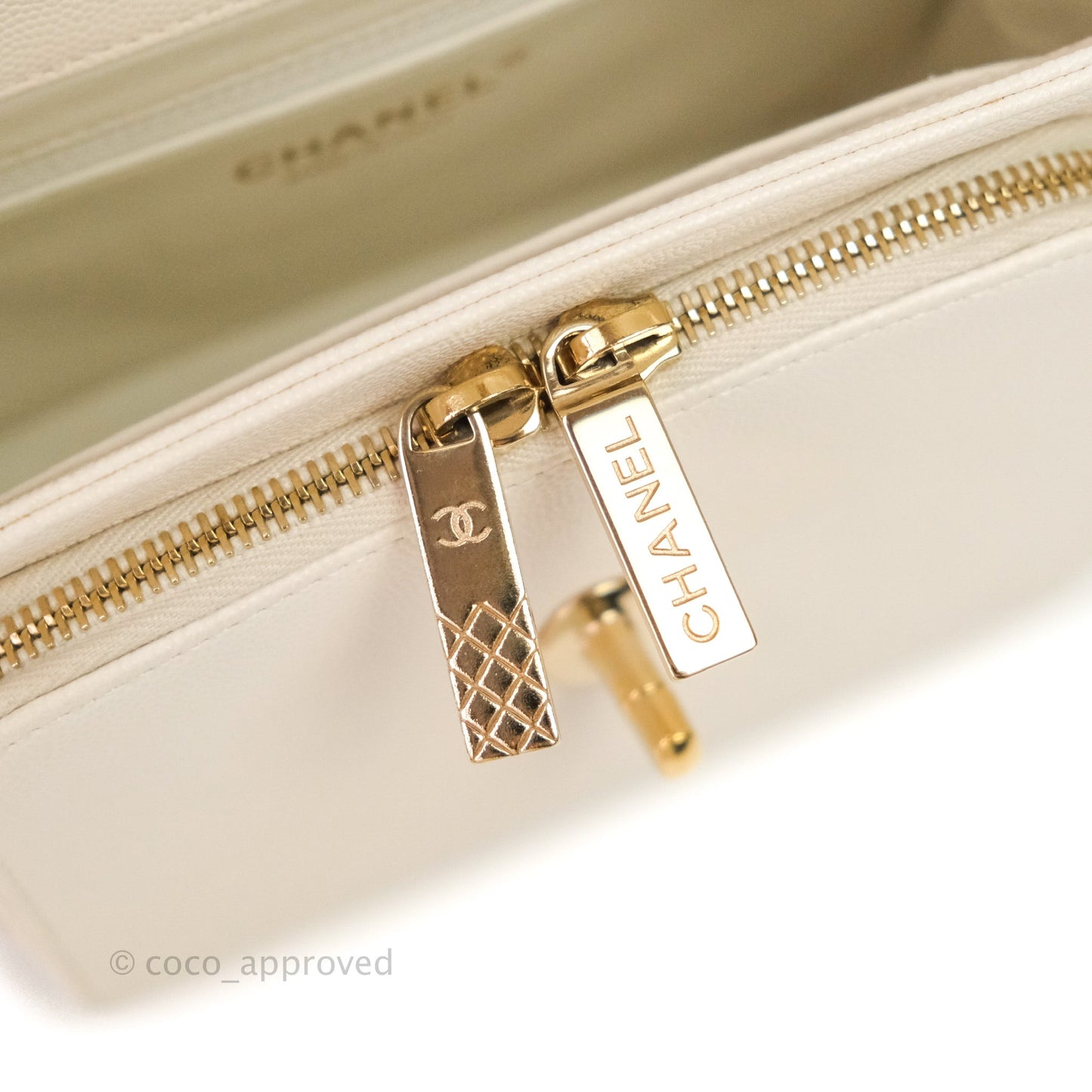 Chanel Quilted Small Business Affinity Flap Ivory Caviar Light Gold Hardware