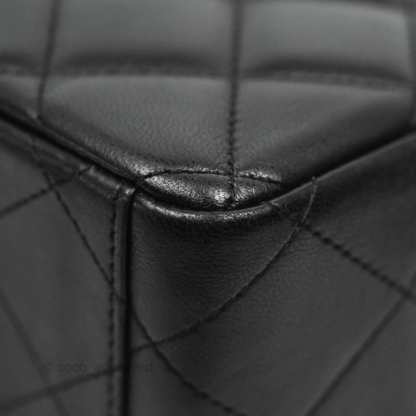 Chanel Quilted Single Flap Maxi Flap Black Lambskin Silver Hardware