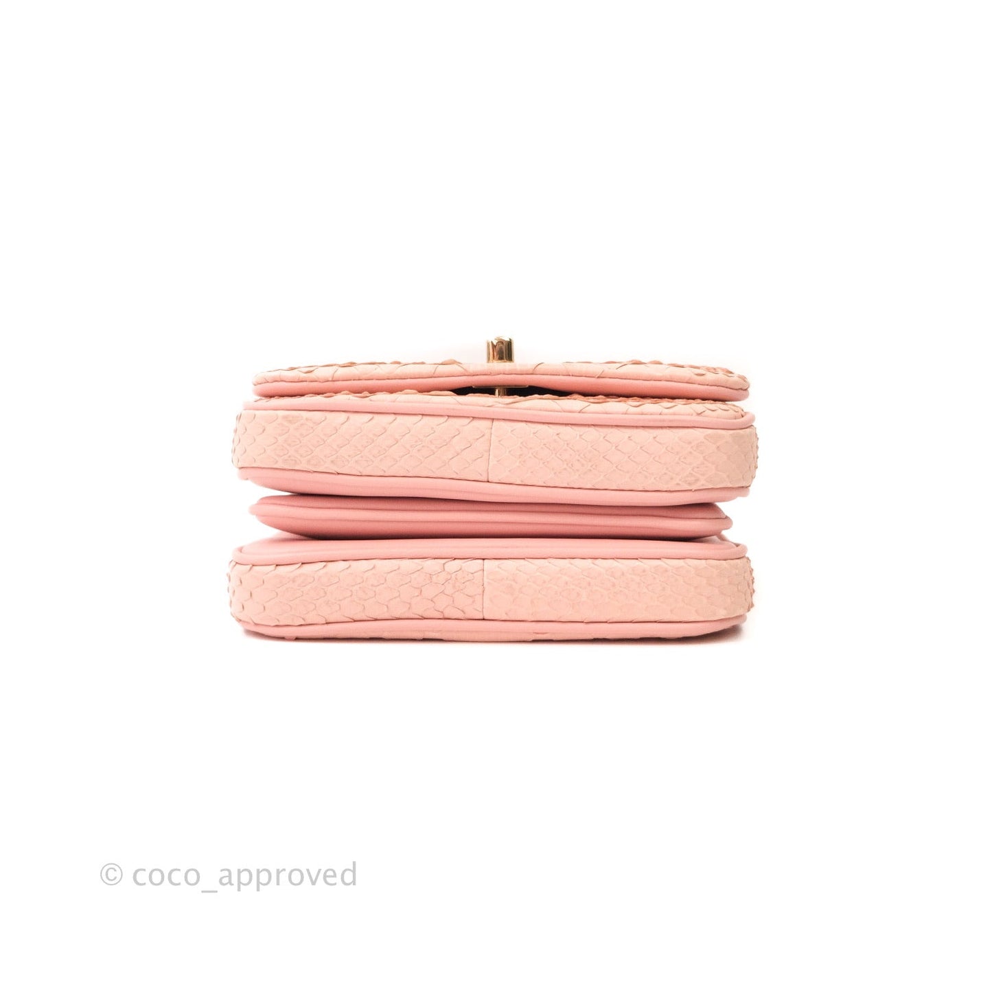 Chanel Small Handle Flap Bag Pink Python Gold Hardware