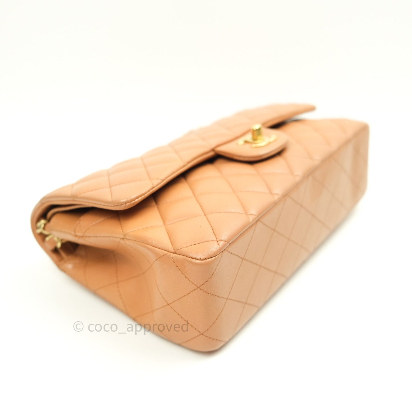 Chanel Classic M/L Beige Lambskin Gold Hardware