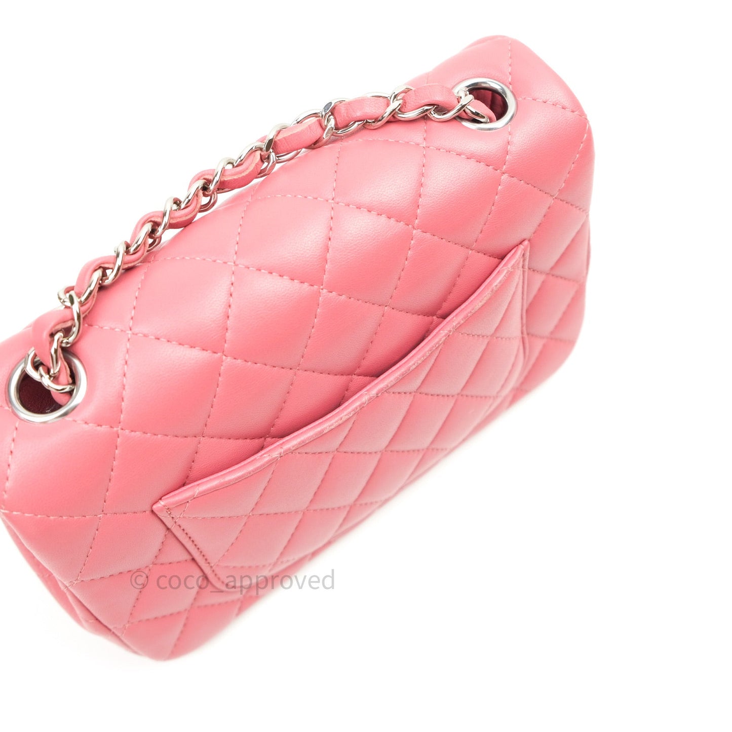 Chanel Quilted Mini Rectangular Pink Lambskin Silver Hardware