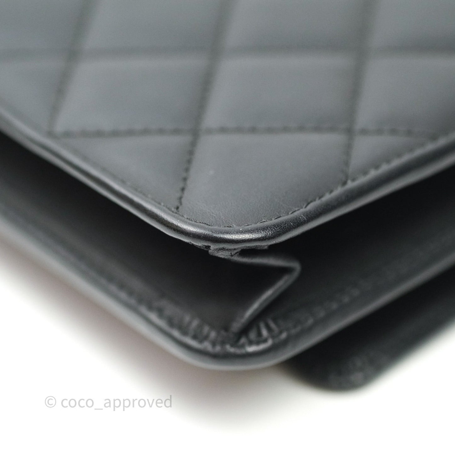 Chanel Quilted Wallet on Chain WOC Cambon Black Calfskin Silver Hardware