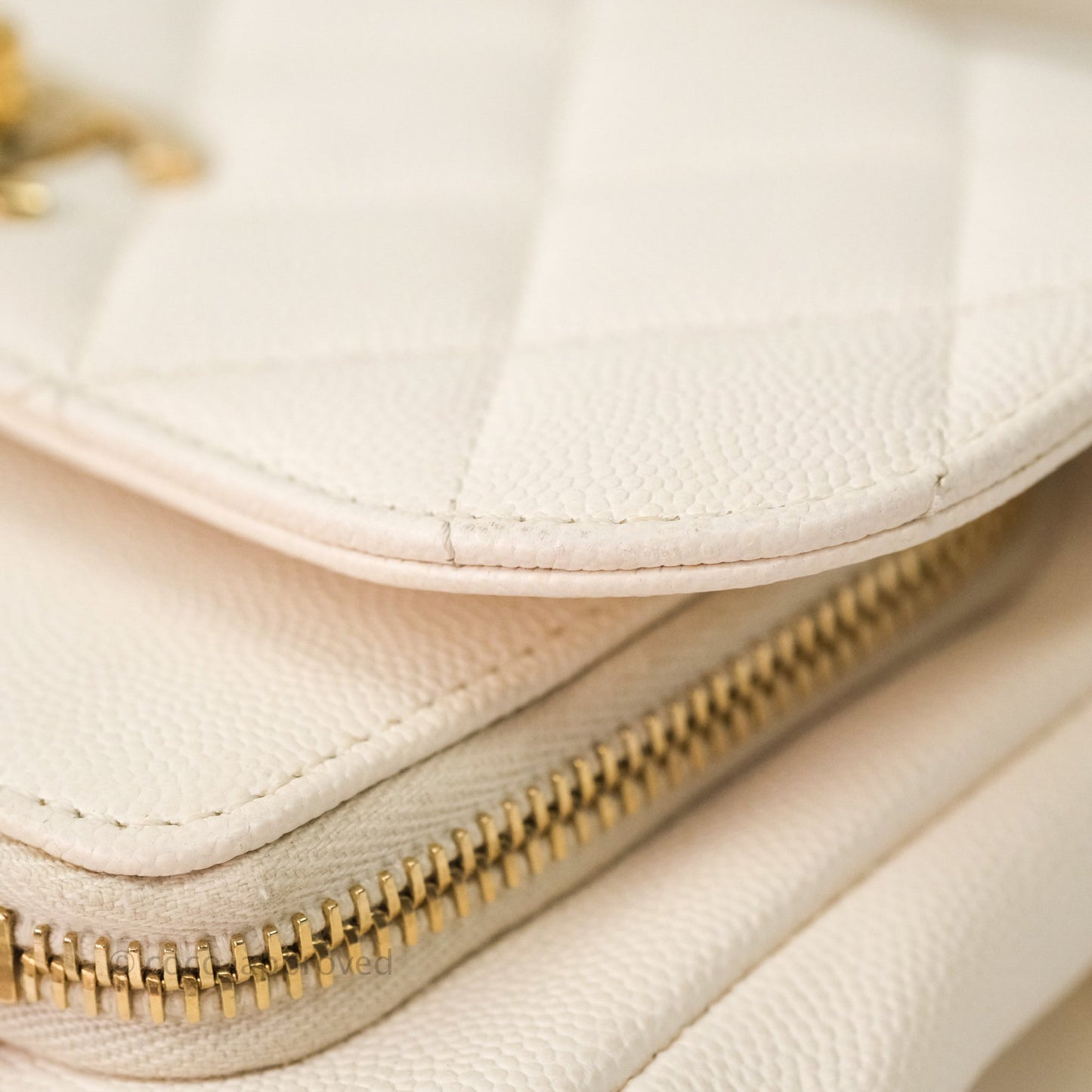Chanel Quilted Small Business Affinity Flap Ivory Caviar Light Gold Hardware