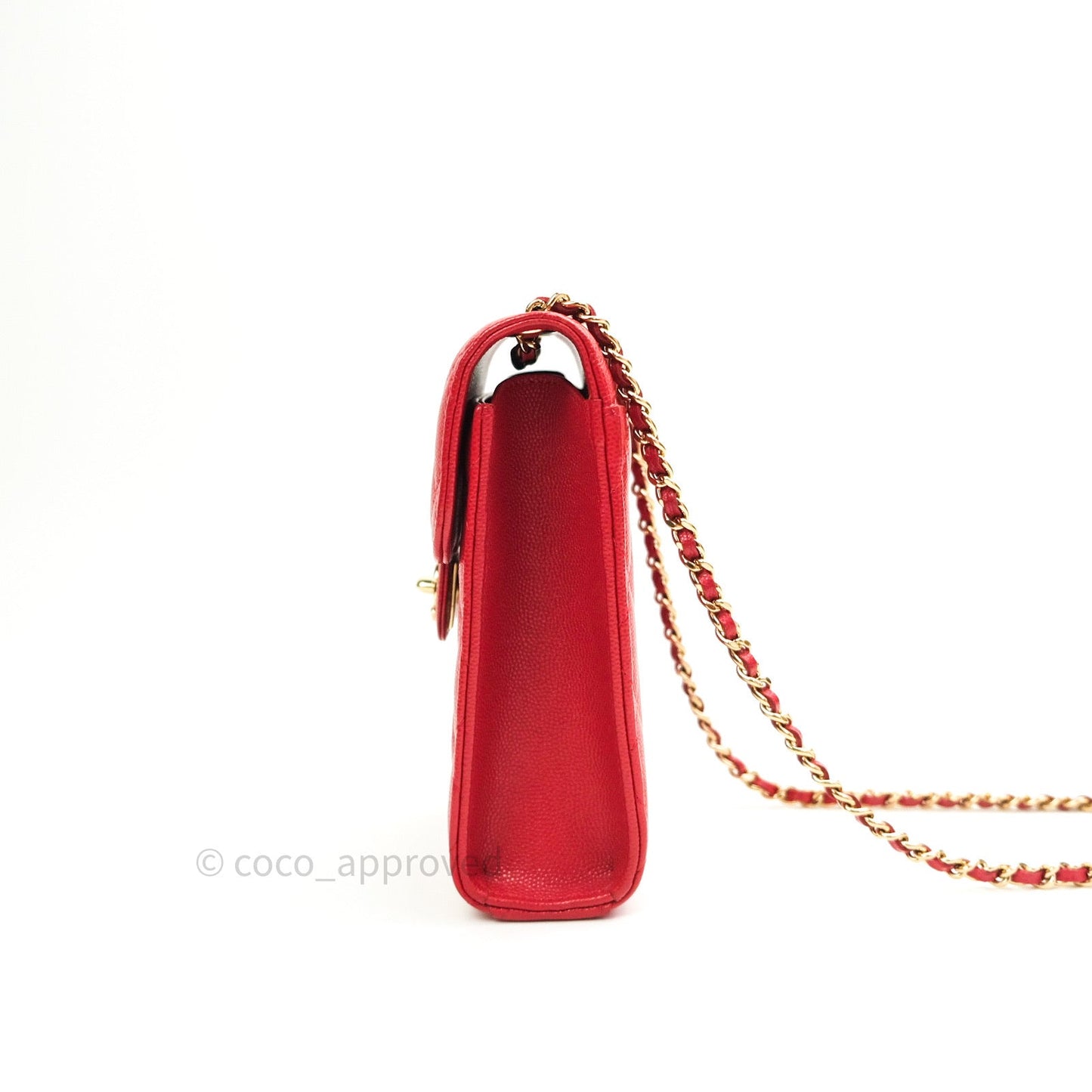 Chanel Classic Red Caviar Gold Hardware Phone Holder