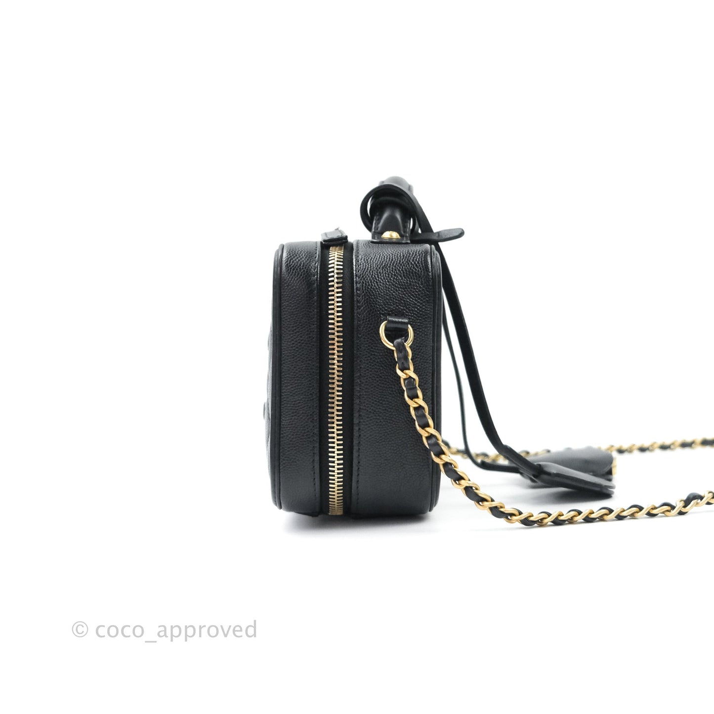Chanel Quilted Small CC Filigree Vanity Case Black Caviar