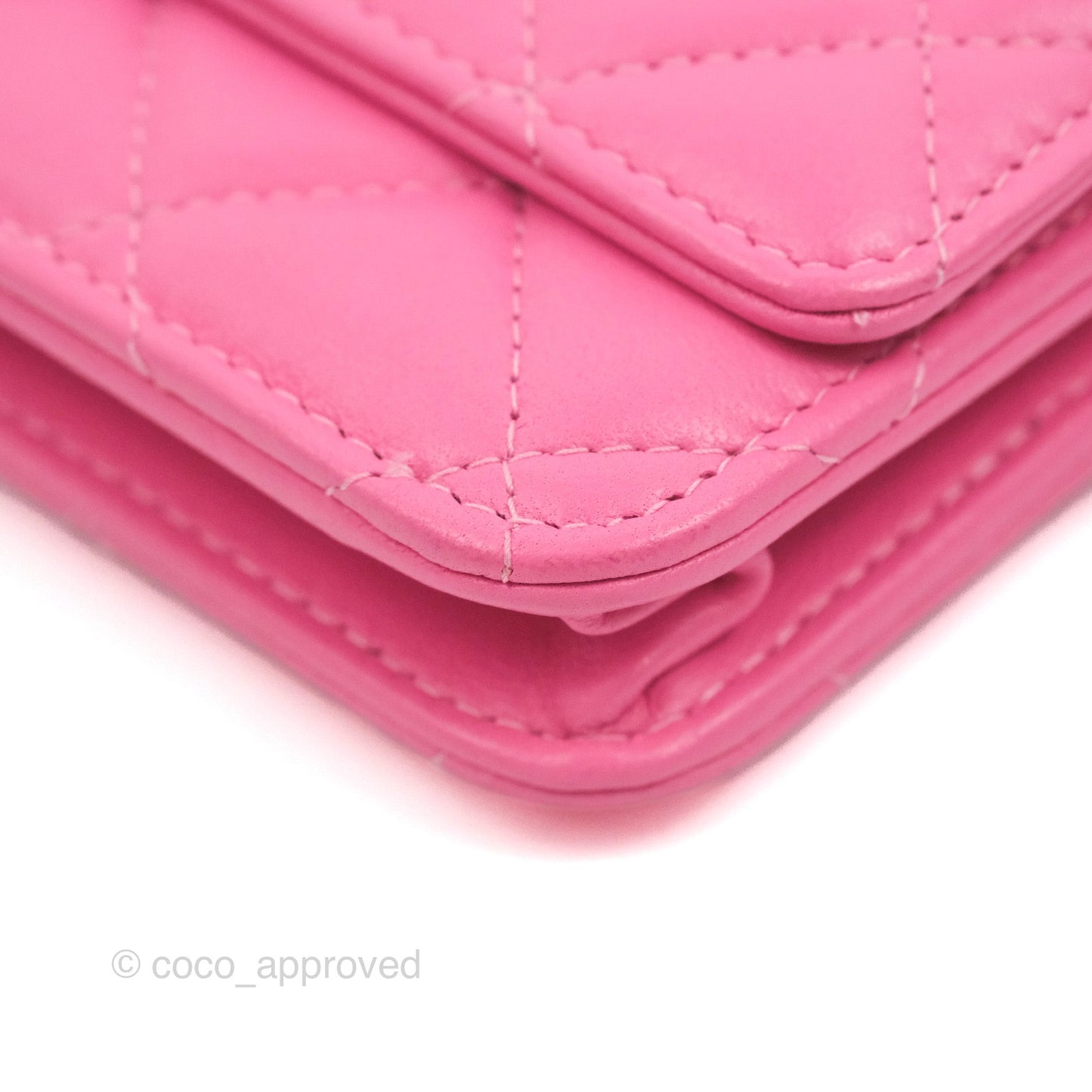 Chanel Quilted Pearl Crush Wallet on Chain WOC Pink Lambskin Aged Gold Hardware