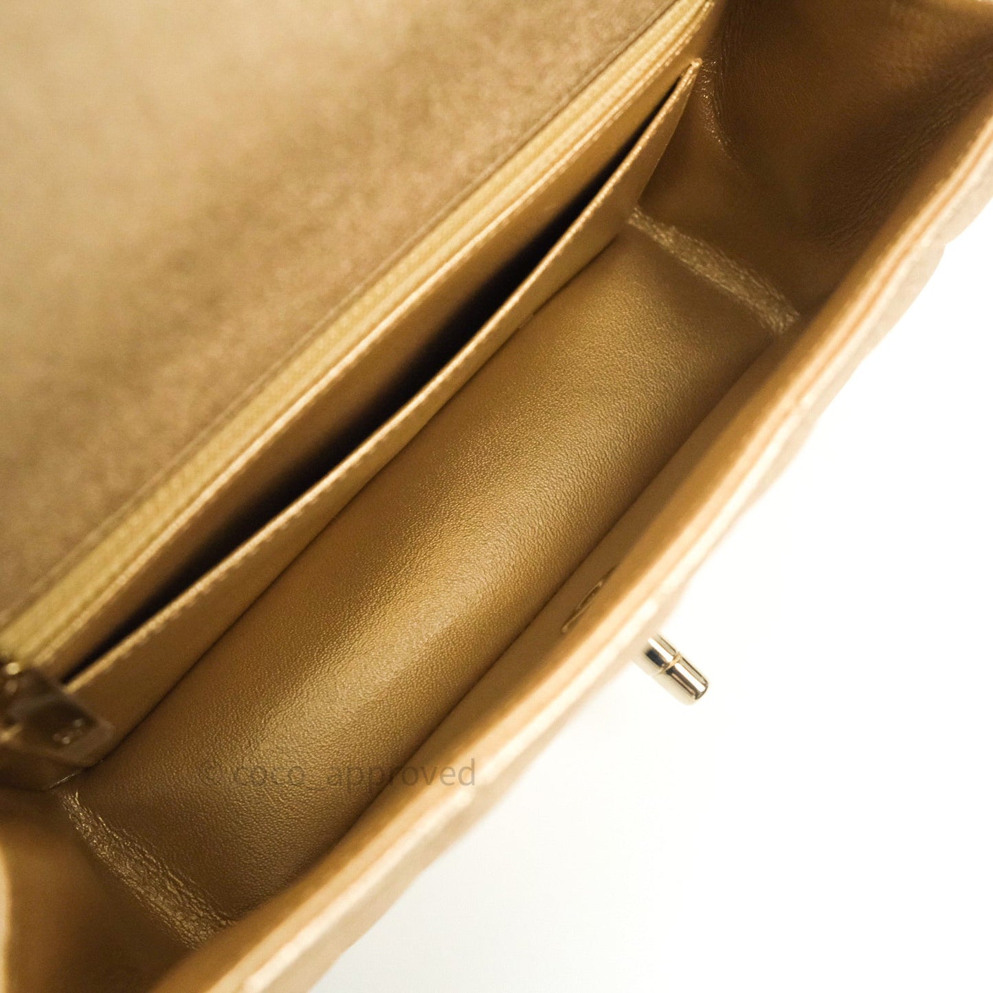 Chanel Quilted Mini Rectangular Iridescent Gold Lambskin Gold Hardware