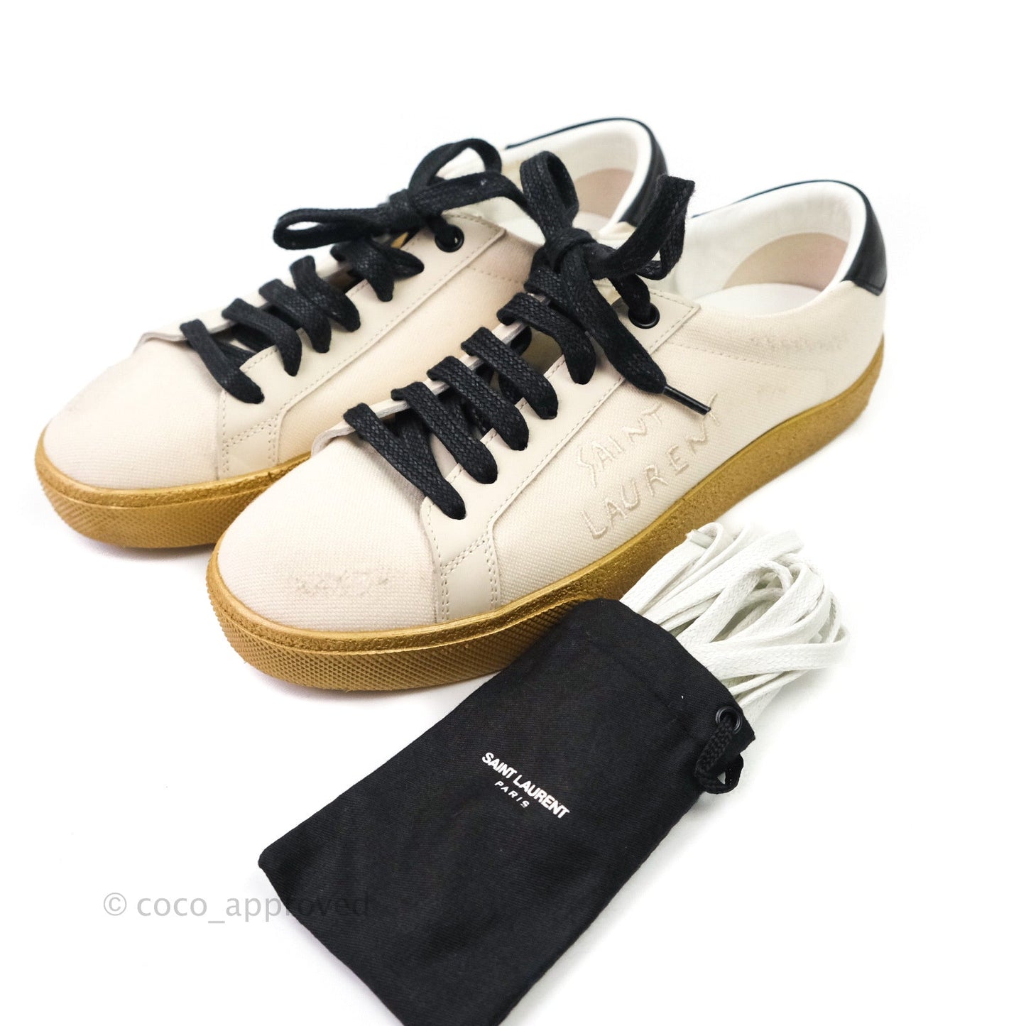 Saint Laurent Court Classic Worn-Look Sneakers⁣ Size 36.5