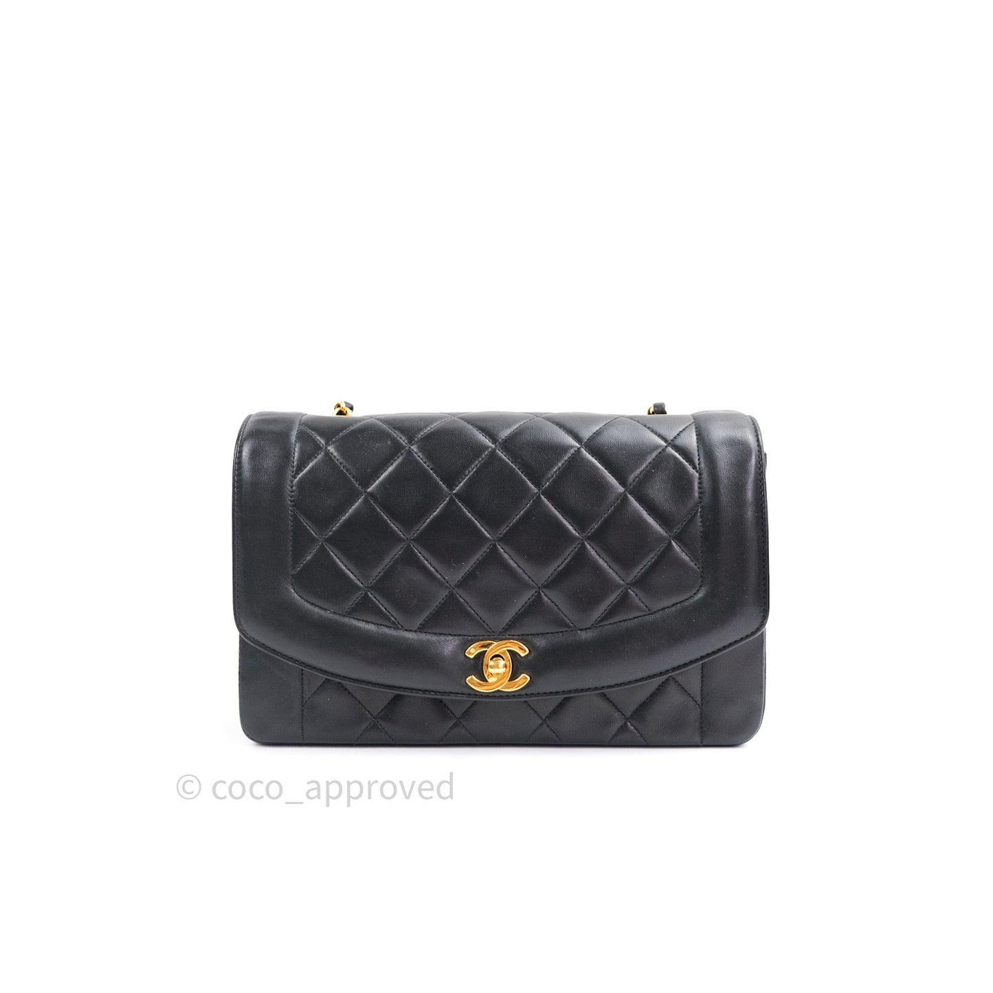 Chanel Black Quilted Lambskin Medium Vintage Classic Diana Flap Bag