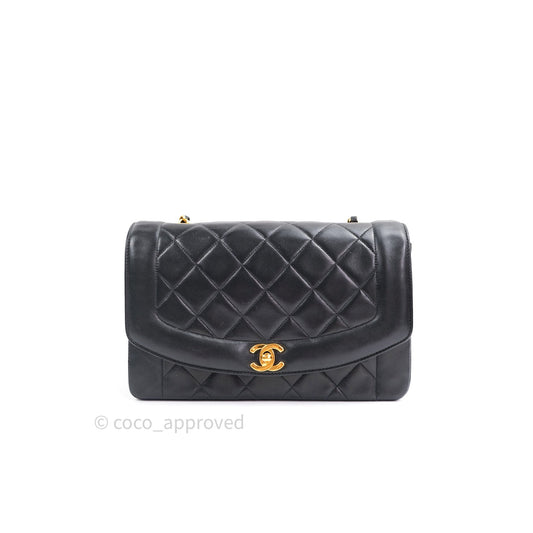 Chanel Black Quilted Lambskin Medium Vintage Classic Diana Flap Bag