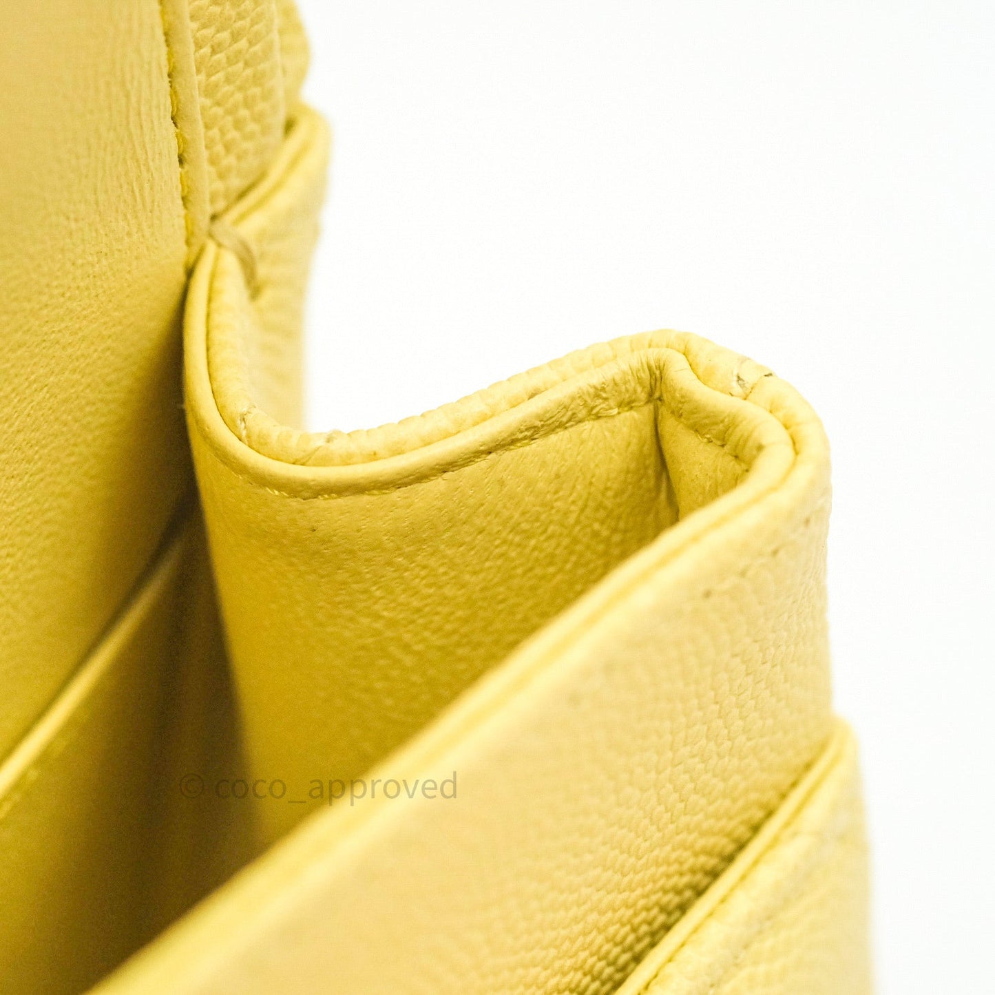 Chanel Classic M/L Medium Double Flap Bag Light Yellow Caviar Silver Hardware