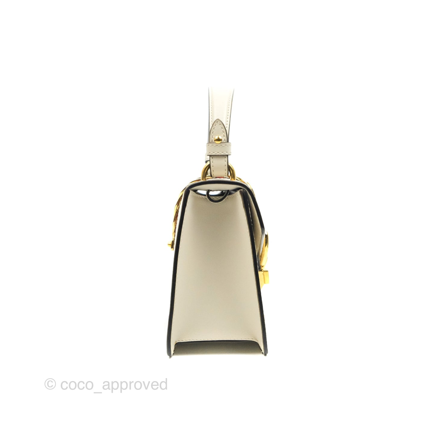 Gucci Mini Sylvie Top Handle White Calfskin Shoulder Bag⁣ ⁣⁣⁣⁣⁣⁣⁣⁣⁣⁣⁣⁣⁣⁣⁣⁣With Strap