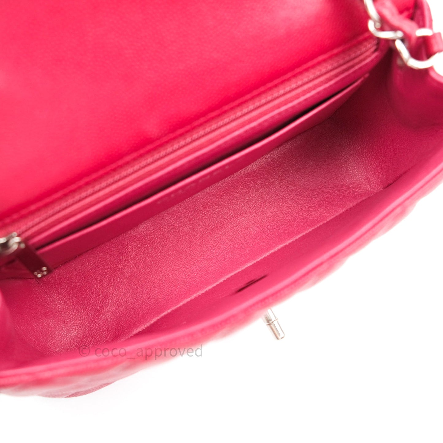 Chanel Quilted Mini Rectangular Red Caviar Silver Hardware 18B