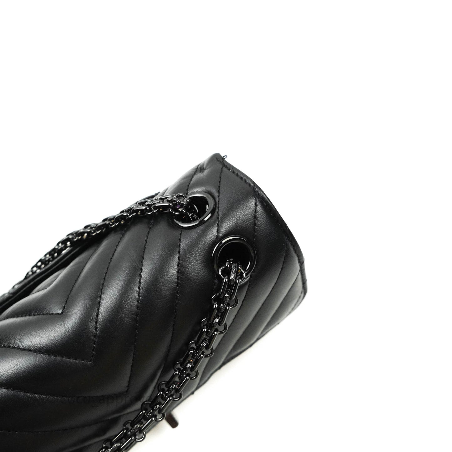 Chanel Mini Reissue 224 So Black Chevron Calfskin Black Hardware