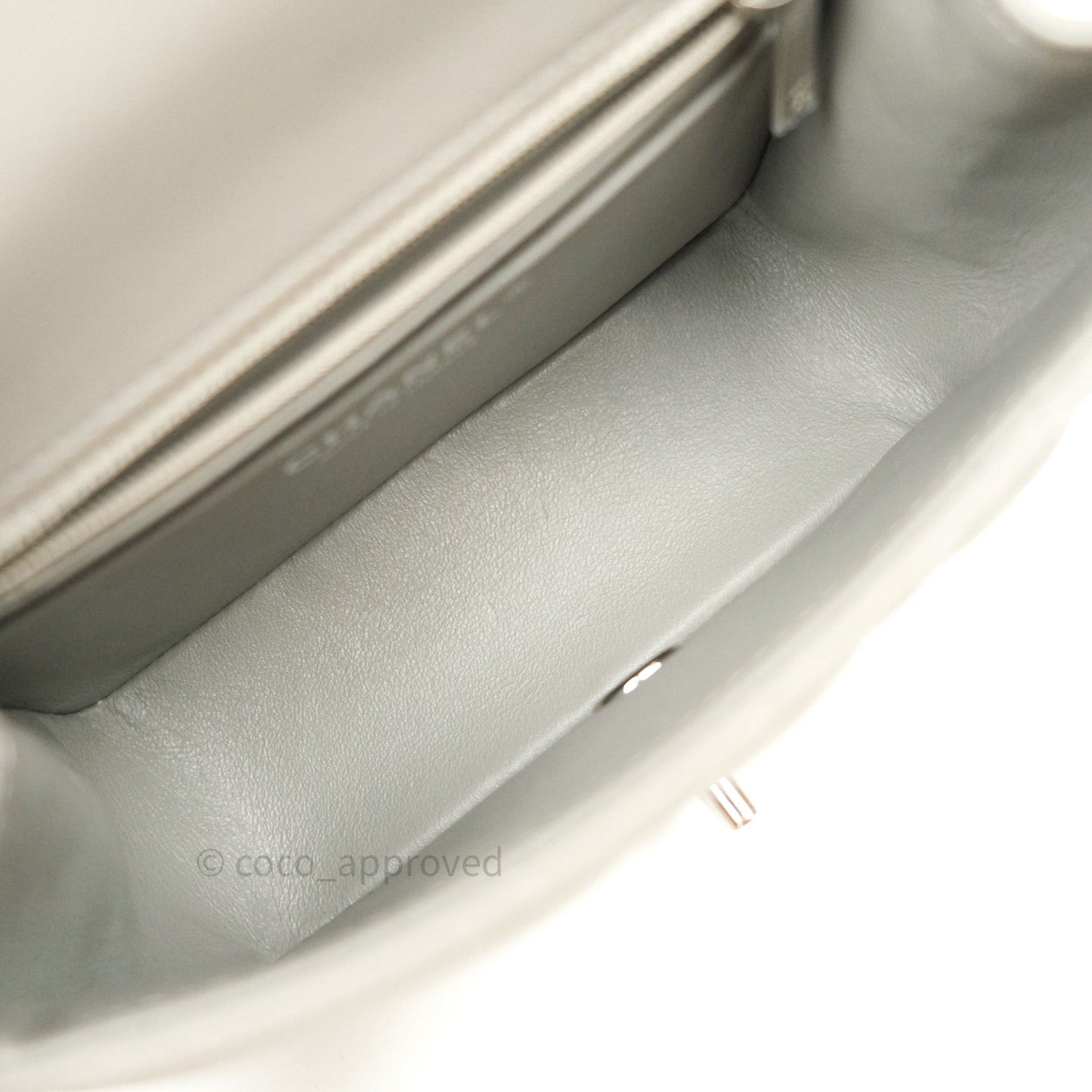 Chanel Mini Square Grey Lambskin Silver Hardware 19B