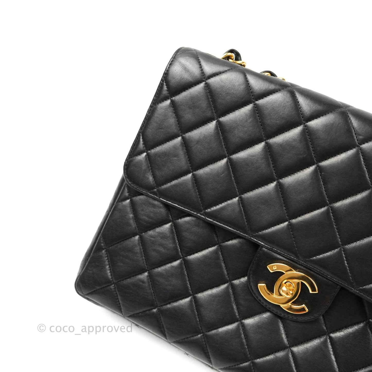 Chanel Vintage XL Jumbo Single Flap Black Lambskin 24K Gold Hardware