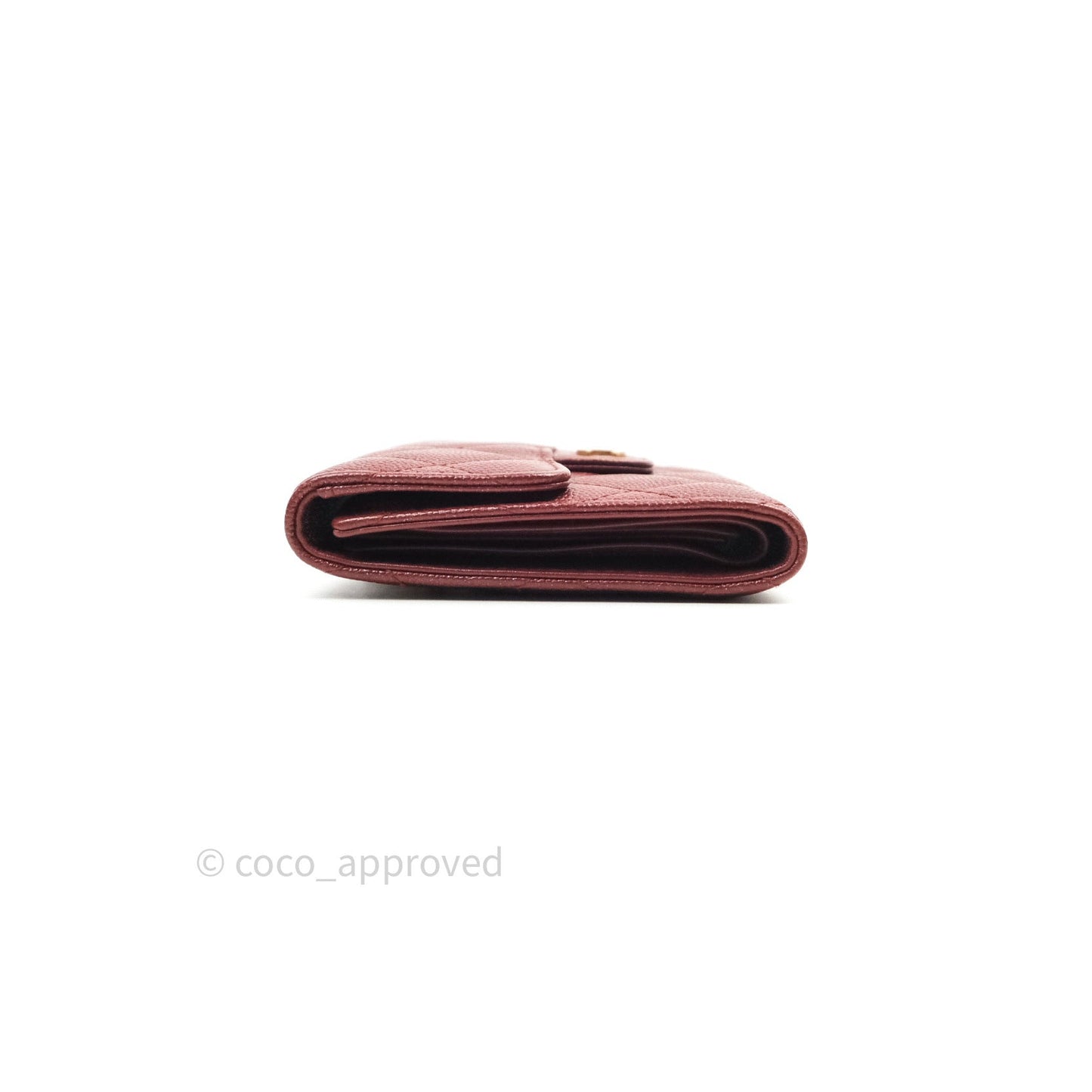 Chanel Classic Small Compact Wallet Iridescent Burgundy Gold Hardware