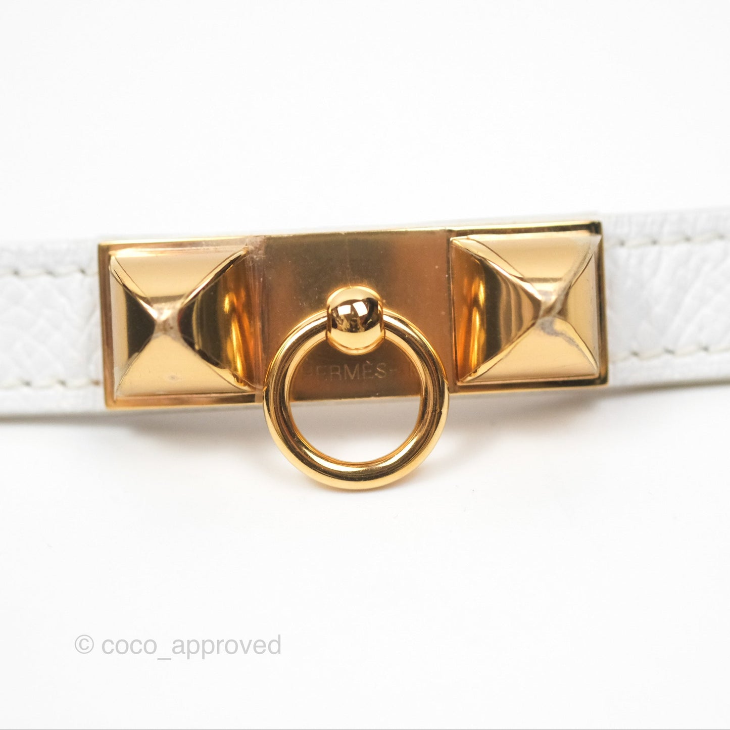 Hermès Rivale Double Tour Bracelet White Epsom Gold Hardware