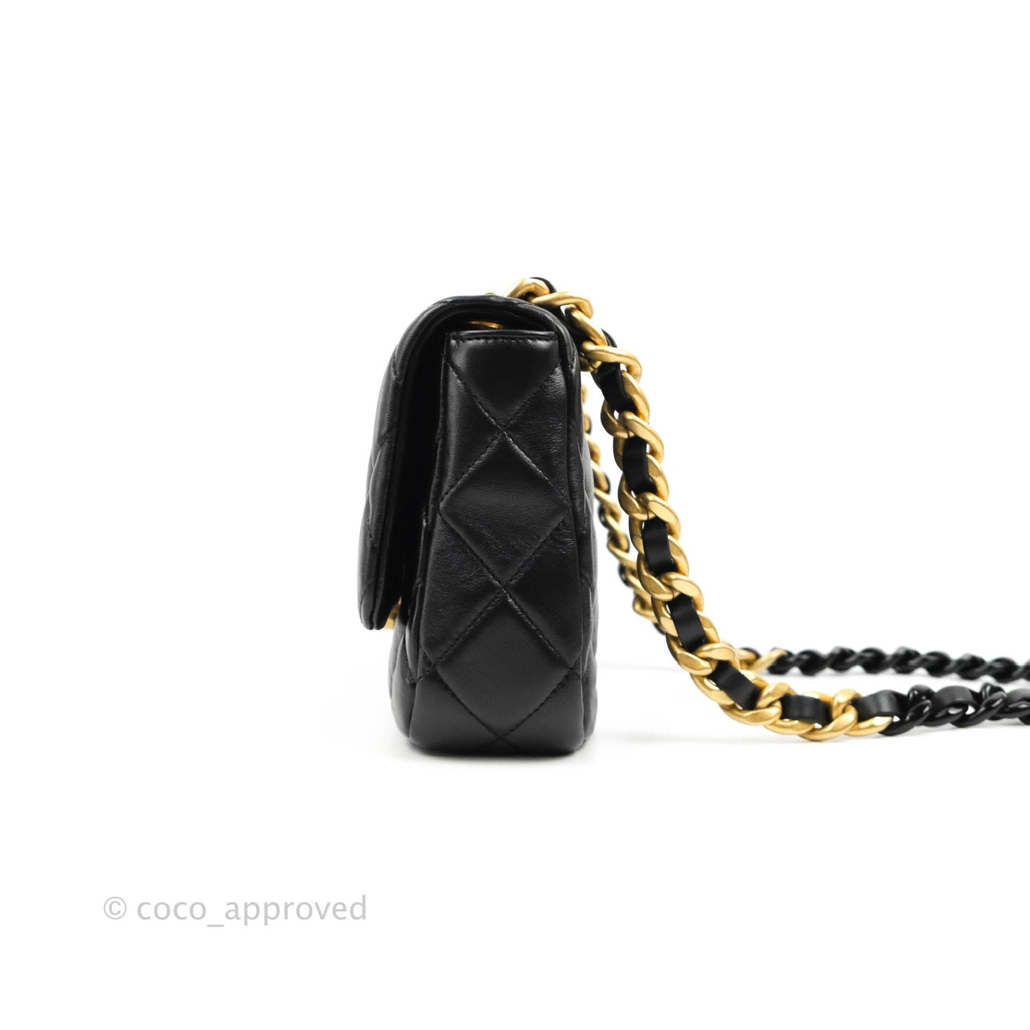 Chanel Small Flap Bag Black Lambskin Gold and Lacquered Metal 22S