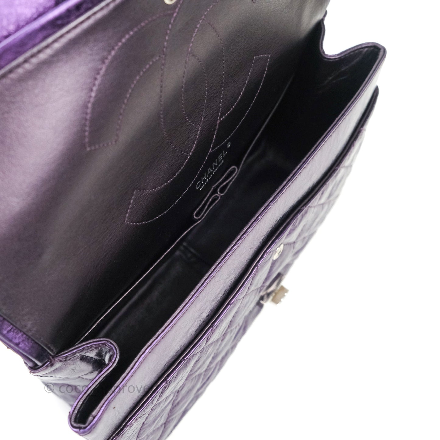 Chanel Reissue Quilted Glazed Calfskin Metallic Purple Silver Hardware 227