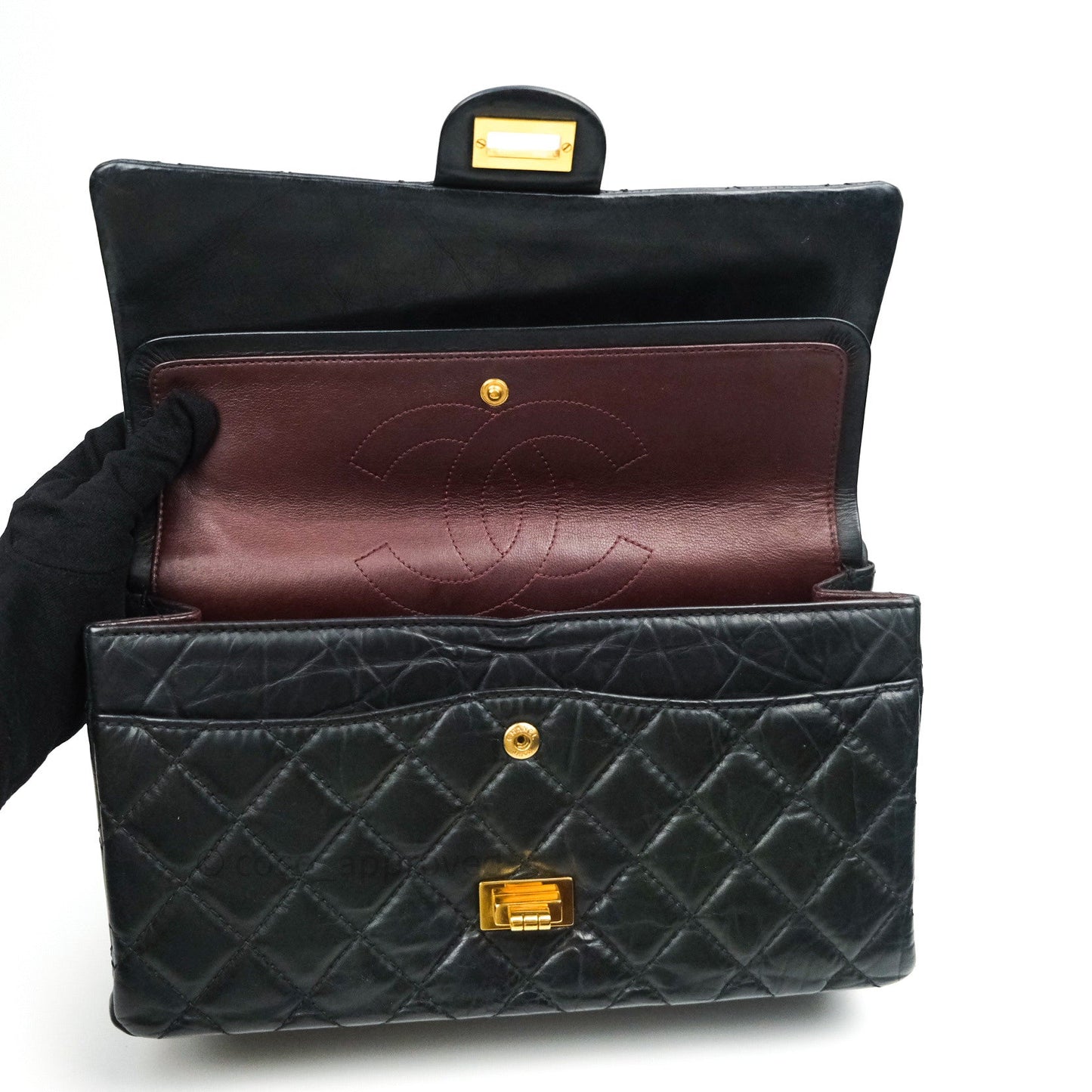 Chanel Reissue Quilted Aged Calfskin Black Gold Hardware 226