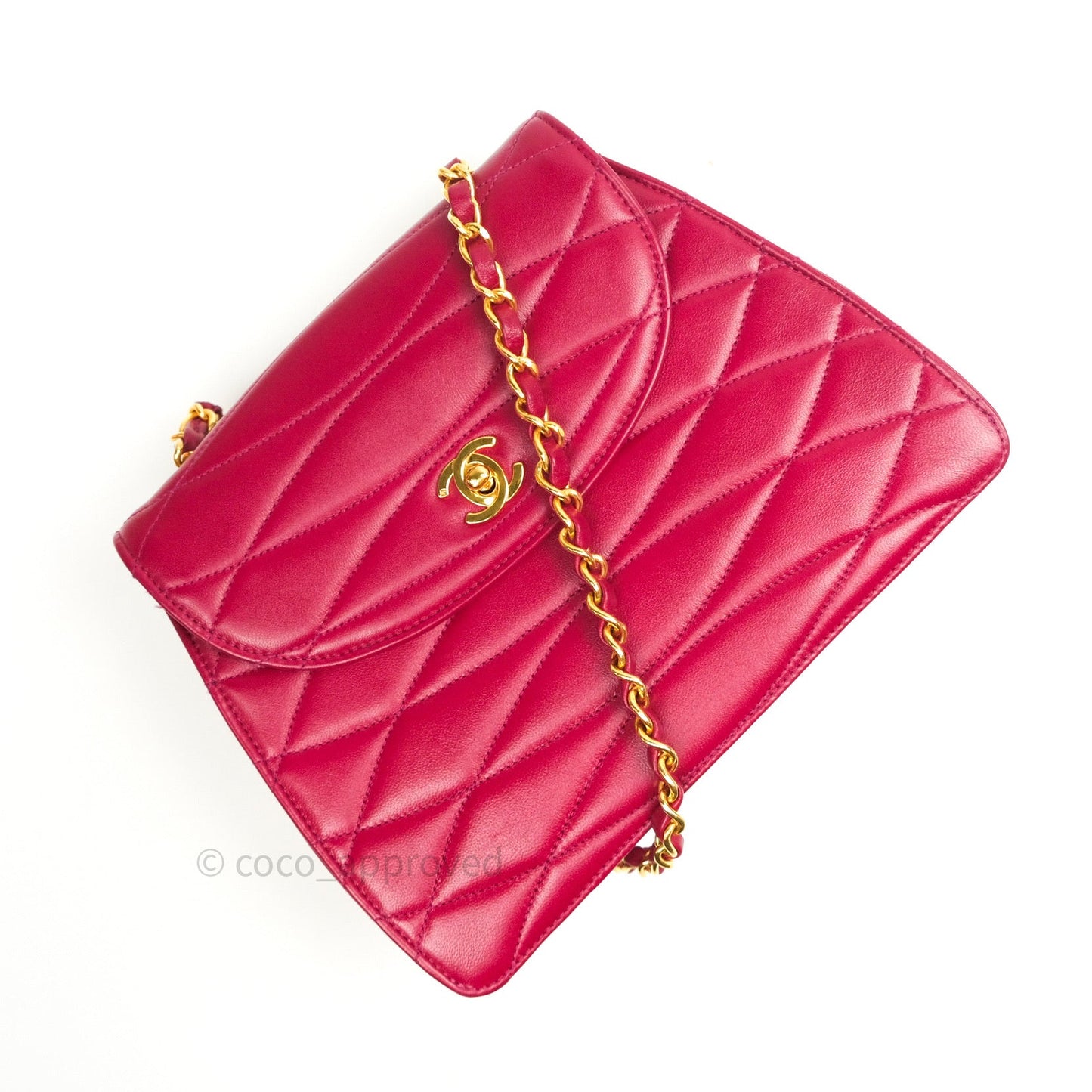 Chanel Vintage Dark Red Pink Lambskin 24K Gold Hardware