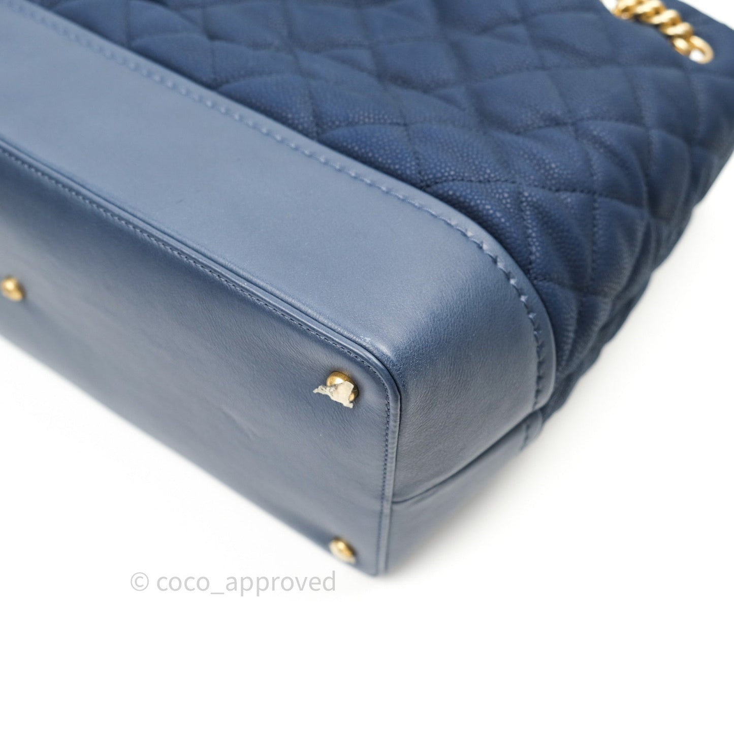 Chanel Iridescent Caviar Quilted Globe Trotter Shopping Tote Blue