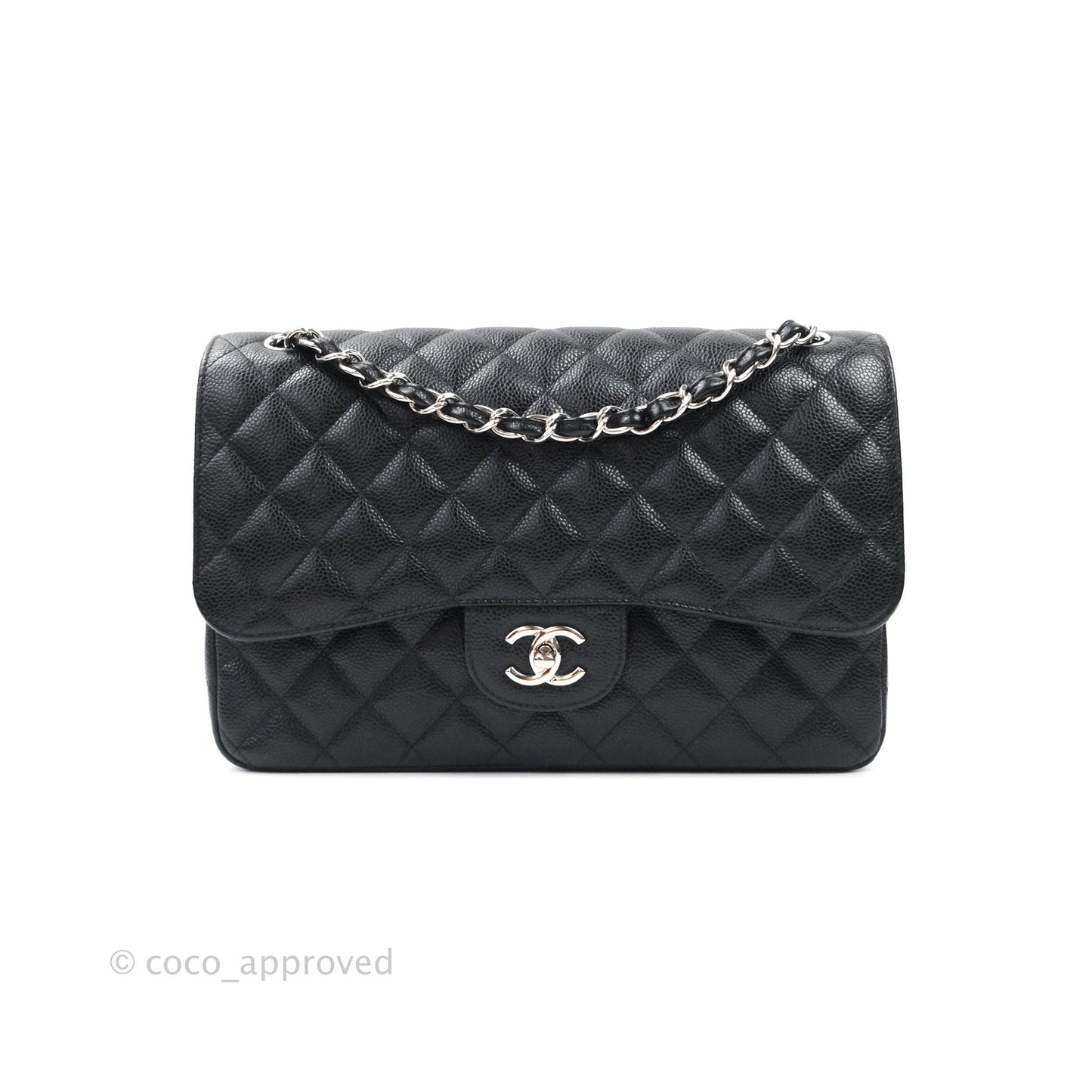 Chanel Jumbo Double Flap Black Caviar Silver Hardware⁣⁣