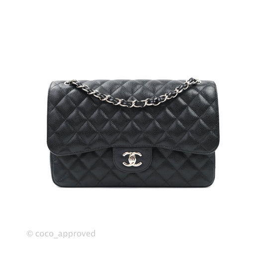 Chanel Jumbo Double Flap Black Caviar Silver Hardware⁣⁣
