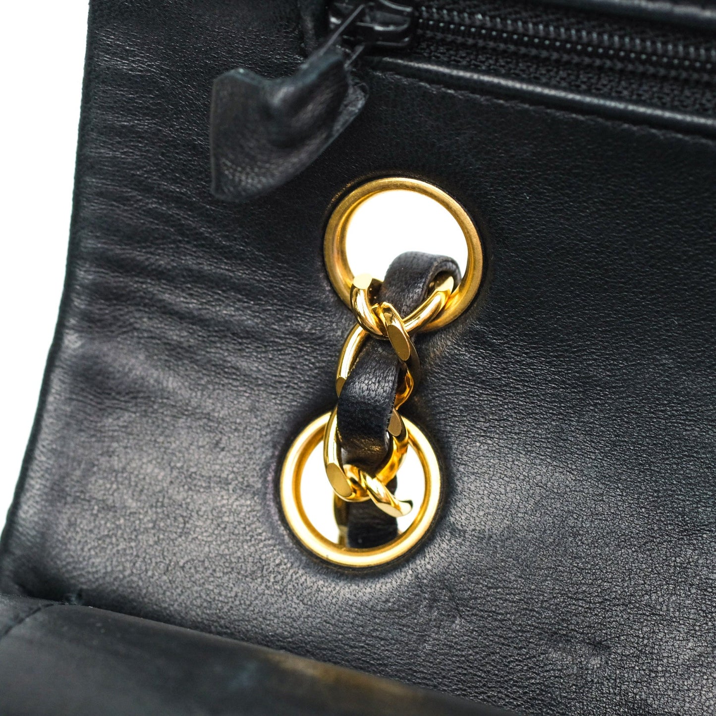 Chanel Classic Vintage M/L Medium Double Flap Bag Black Lambskin 24K Gold Hardware
