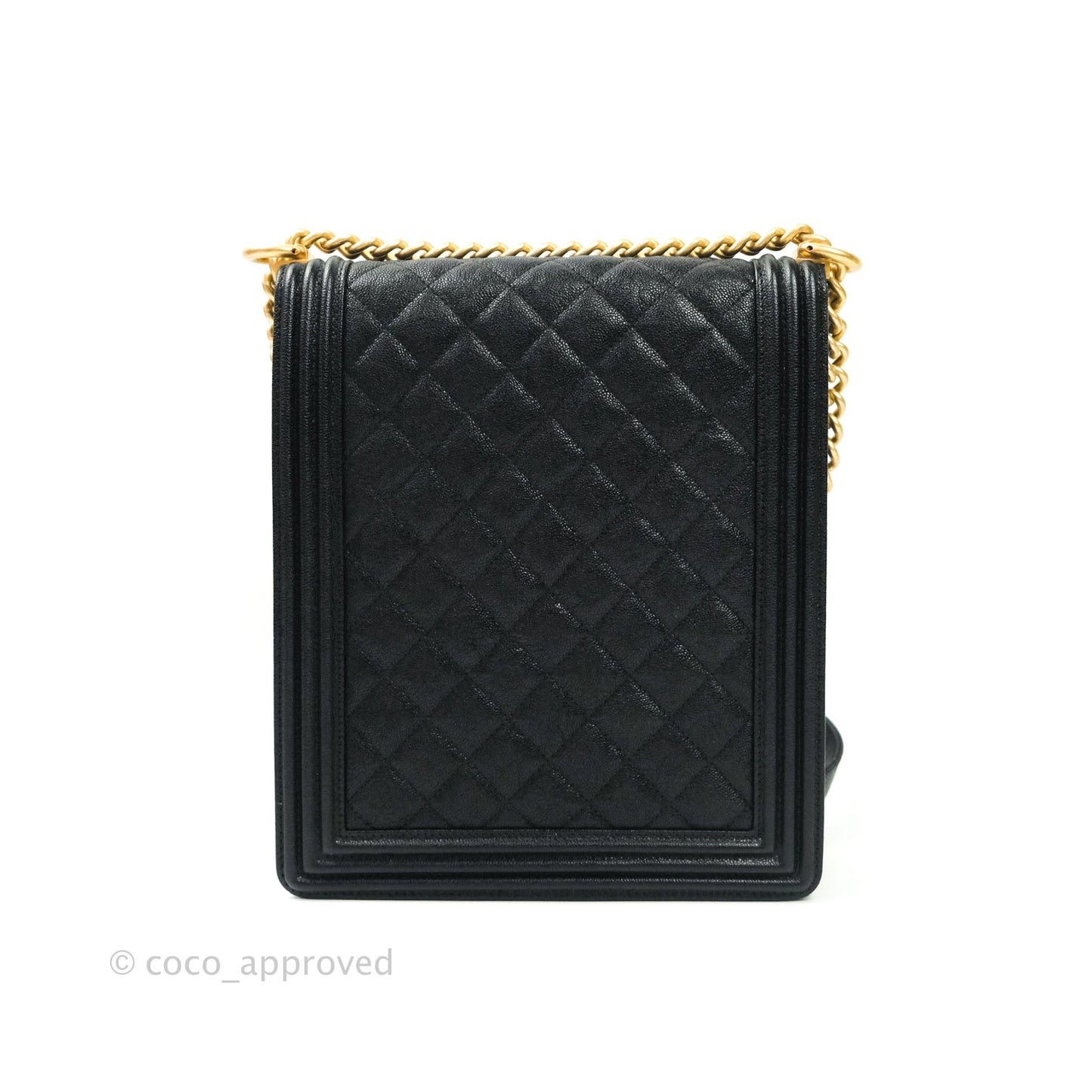 Chanel Quilted North South Boy Flap Black Caviar Gold Hardware
