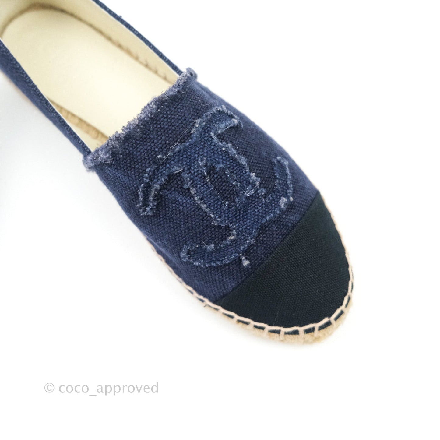 Chanel Espadrille Navy Black Tweed Size 39