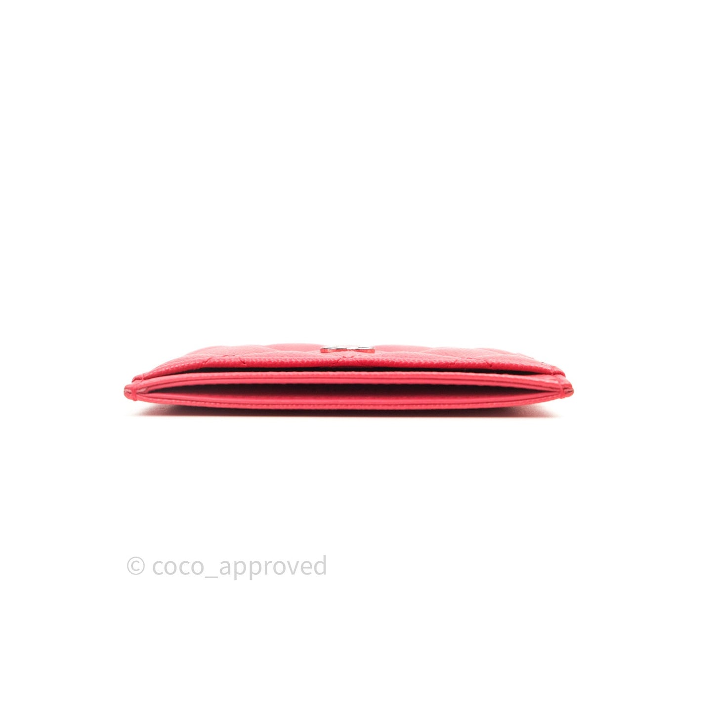 Chanel Quilted Classic Pink Caviar Silver Hardware Flat Card Holder