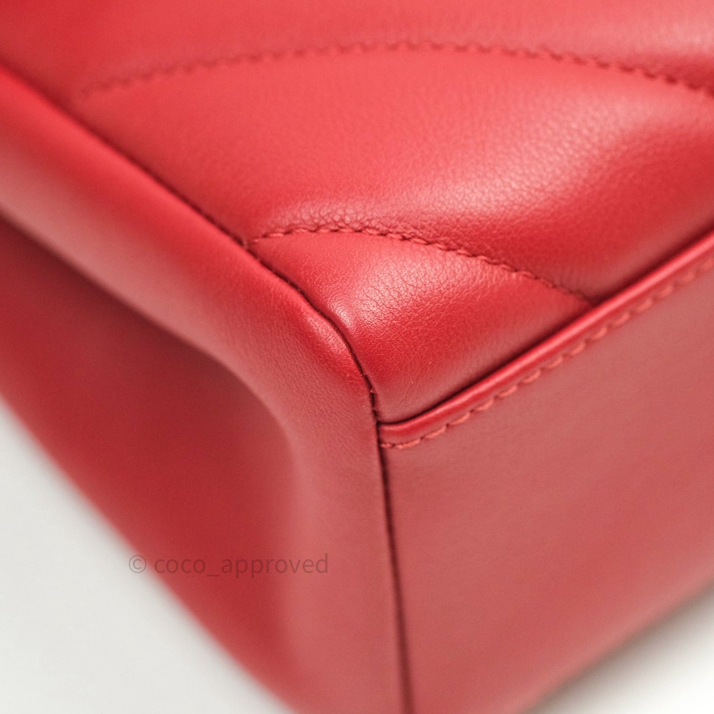 Chanel Quilted Chevron In The City Bag Red Calfskin Gold Hardware