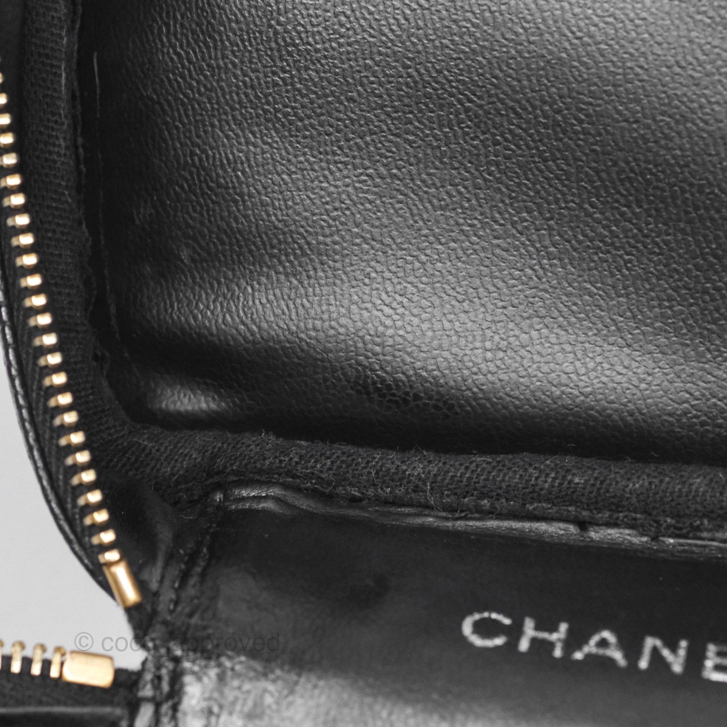 Chanel Vintage Vanity Case Black Caviar Gold Hardware