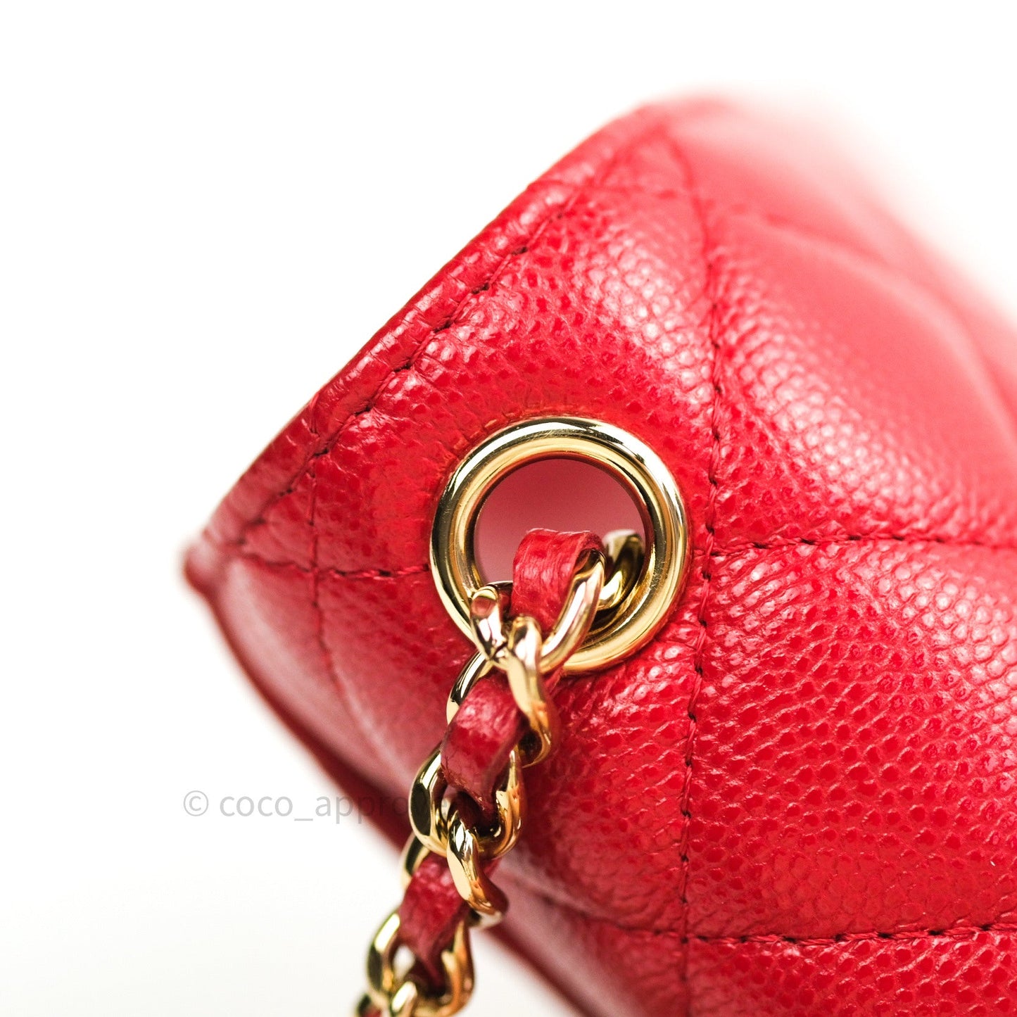 Chanel Classic Red Caviar Gold Hardware Phone Holder