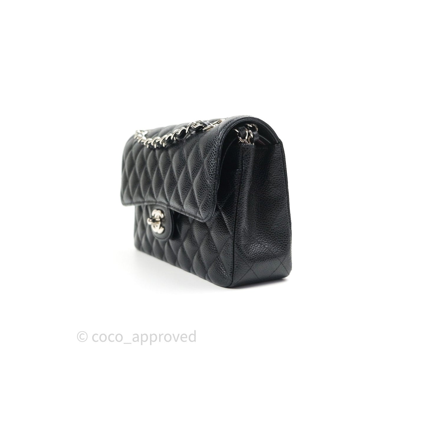 Chanel Quilted S/M Small Classic Flap Black Caviar Silver Hardware