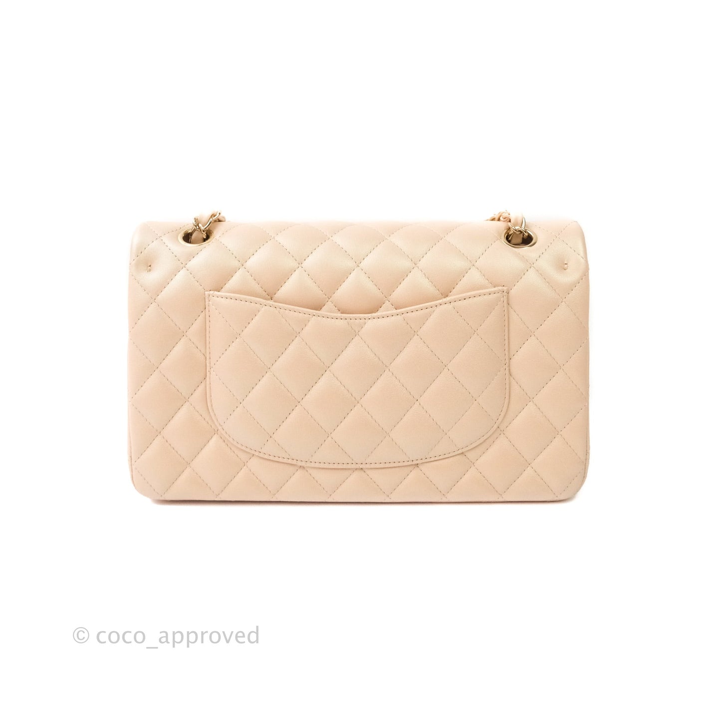 Chanel M/L Medium Double Flap Bag Iridescent Beige Calfskin Gold Hardware 21S