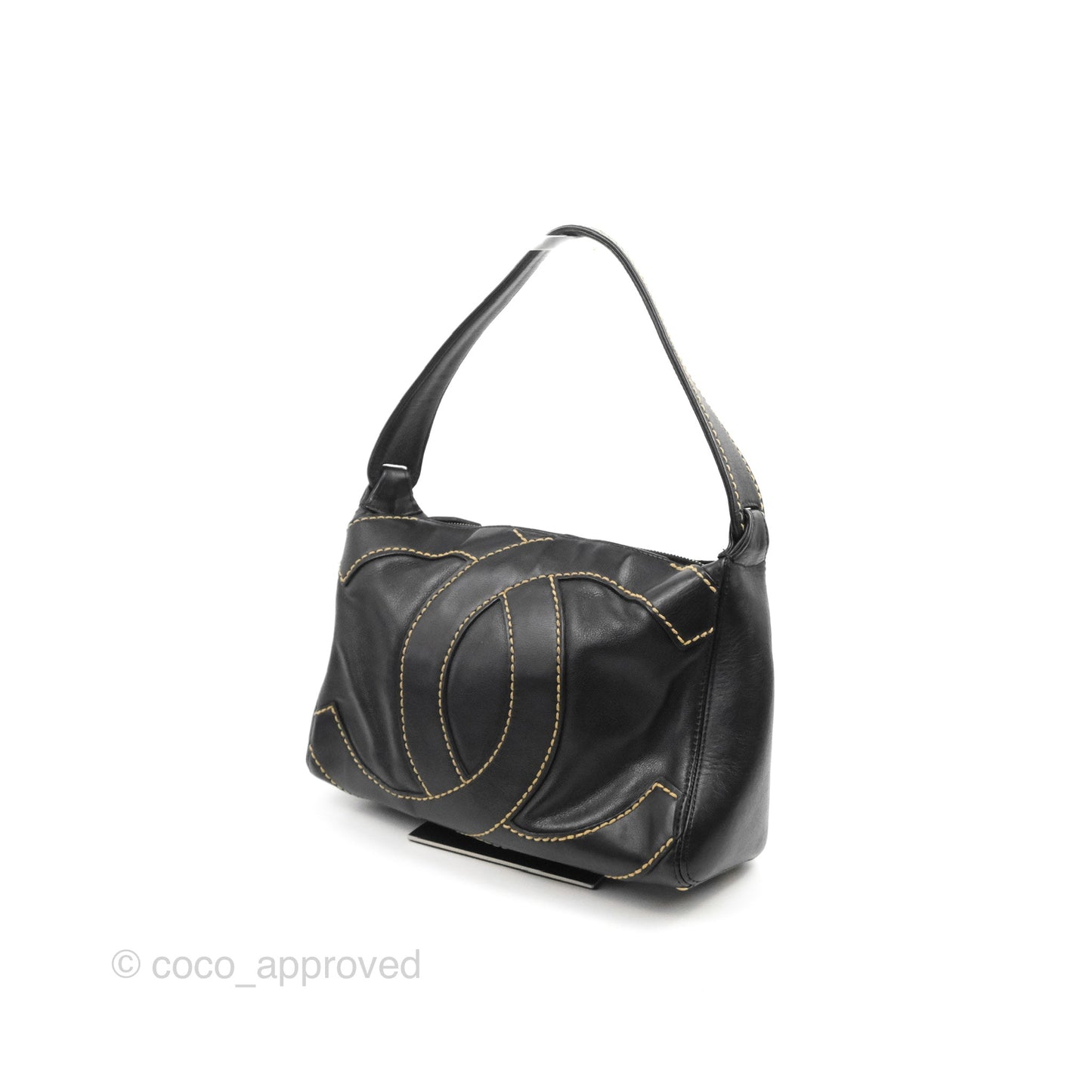 Chanel Vintage CC Shoulder Bag Black Calfskin