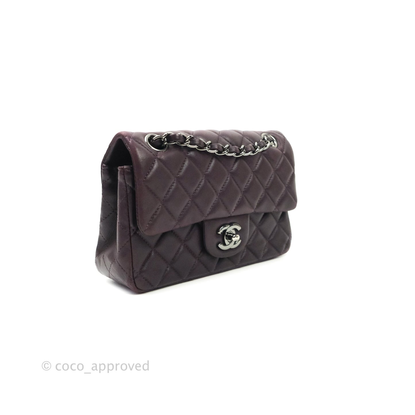 Chanel Quilted Mini Rectangular Purple Lambskin Silver Hardware