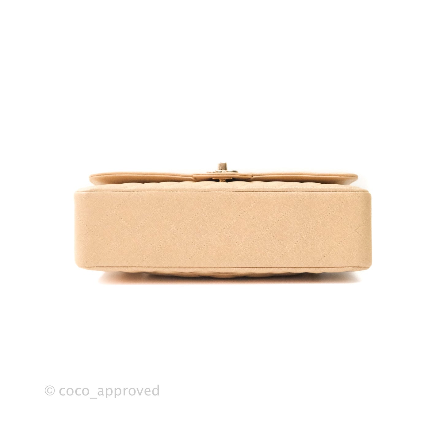 Chanel Classic M/L Medium Double Flap Iridescent Beige Caviar Gold Hardware 19S